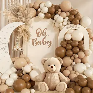 135pcs Brown Balloon Garland Kit 5-Inch 10-Inch 12-Inch 18-Inch Brown Beige Nude Balloons with White Balloons for Birthday Party Bear Youngsters Shower Decorations Halloween Christmas