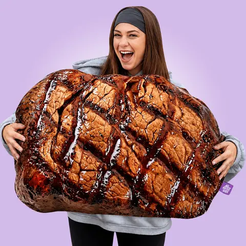 Grilled Steak Pillow | All About Vibe – Life-Like 3D Meat Throw Pillow | Funny Aesthetic Room Decor & Foodie Gift | Soft & Huggable, Handmade in Chicago
