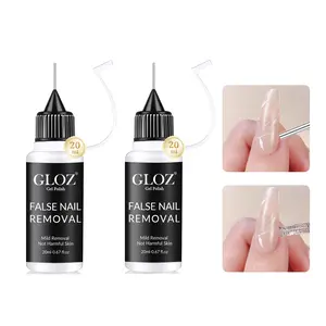 Gloz Nail Glue Remover, 2pcs 20ML Hema-Free Debonder, Gel Nail Remover, Easy Removal Liquid for Press On Nails, Nail Tips, Regular Polish, Professional DIY Manicure Supplies