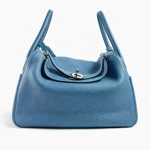 Pre-owned HERMÈS Cowskin Handbag Hermes BJ1101405024 Lindy Blue TC Calfskin Handbag