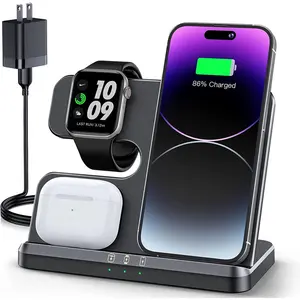 3 in 1  Station for   Charger for  17 16e 16 15 14 13 12 11 X 8 & for iWatch Charger   Station for Multiple Devices for AirPods 2/3/4/Pro/Pro 2/Pro 3