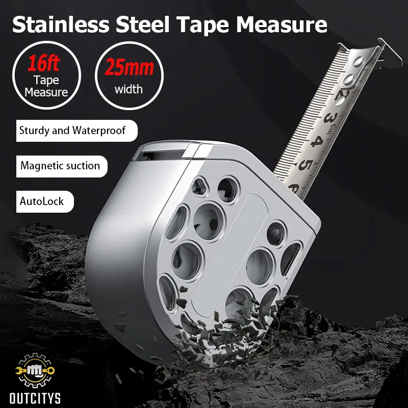 16FT Retractable Tape Measure,5M Stainless Steel Measuring tape With Magnetic AutoLock Waterproof Portable Ruler engineer rustproof protective case