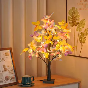 SHENZHI TECH Butterfly Flower Tree Shaped Night Light, 1 Count USB Powered LED Tabletop Lamp, Decorative Night Light for Home Bedroom Living Room, Ambient Night Lights