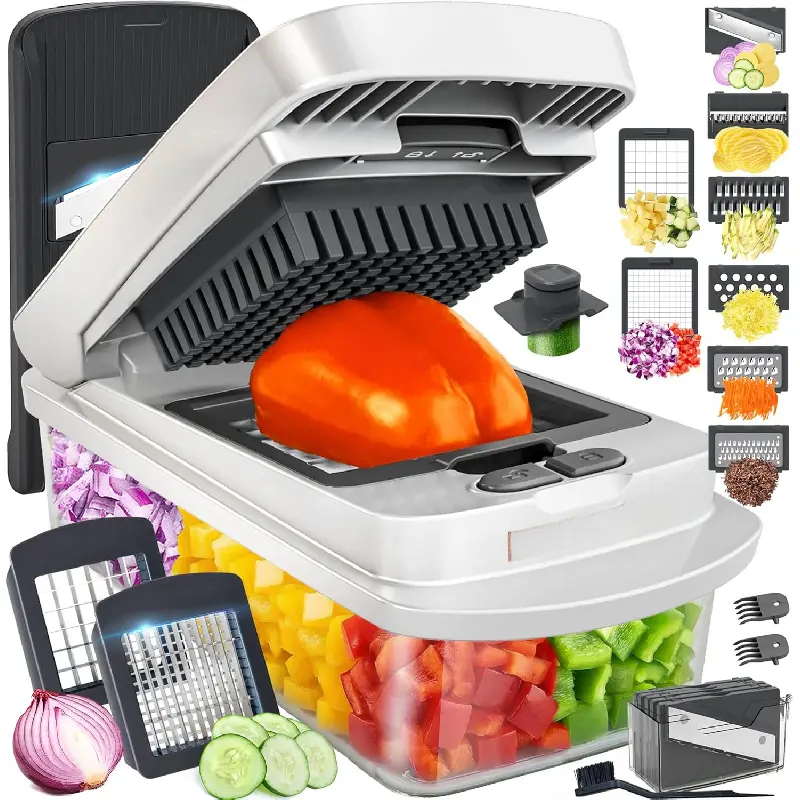 The Real Original Pro Chopper since 2013 Vegetable Chopper Mandoline Slicer, 8 Blade Food Veggie Chopper Onion Vegetable Cutter with Container, Kitchen Gadgets & Essentials, (10 in 1) Set