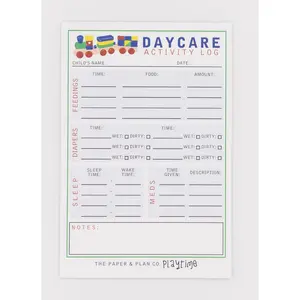 Daycare Playtime Pads for Pretend Play - 4"x6" 50 Sheets Per Pad Made In The USA For Dolls And Stuffies Activities Log