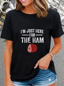 100% Cotton Unisex I'm Just Here For The Ham Funny Ham Lover Ham T-Shirt Graphic Printed Vintage Casual Tshirt