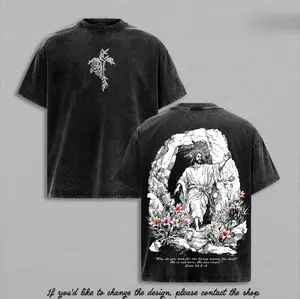 He Is Risen Easter Jesus Vintage Washed Oversized T-Shirt, Resurrection Christian Graphic Tee, Heavy Cotton Unisex Faith Streetwear, Religious Easter Sunday Shirt Gift for Believers