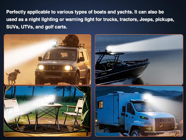 Nilight Magnetic Marine Boat Light Remote Control LED Spotlight 50W 4800LM 12V-24V 360° Rotating for Yachts Truck SUV UTV Tractors Offroad Hunting Search