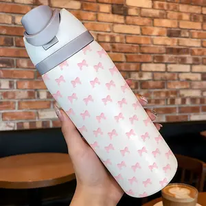 Loyr 32oz Insulated Tumbler with Straw, Bow Pattern, Stainless Steel Large Capacity, Perfect Gift for Women, Home, Outdoor, Travel