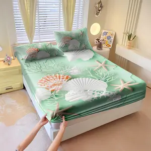 Bed sheet set of 3 pieces, including 1 bed cover and 2 pillowcases, all season mattress protective cover, bed sheet, soft and comfortable deep mouth design, breathable bedding, bedroom and guest room decoration, detachable