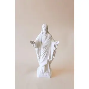 24" Blessing Sacred Heart of Jesus All-White Outdoor Statue