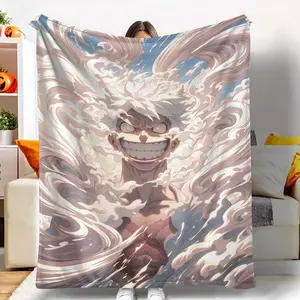 Energetic Power Burst Flannel Blanket Dynamic Anime Art Print Design Ultra Soft Cozy Warm Lightweight Throw Perfect for Sofa Couch Bedroom Living Room Office Gift Use tiktokshopspringglowup