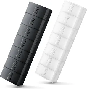 Large Pill Organizer 2 Pack, Easy-Open 7-Day XL Daily Medicine & Vitamin Organizer