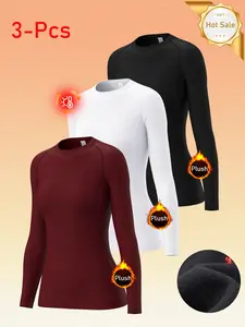 Women's Warm Long Sleeve Fitted Underwear Tops, Thermal Layer for Yoga Skiing Gym, Winter Sports Cycling Running Base Layer