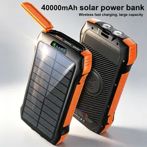 RETMSR Multifunctional Portable Power Bank - 40000mAh (>20000mAh) Fast Power Bank, 33W Wireless, 20W Fast, 3 USB Outputs, 6W Flashlight, IP67 Waterproof Solar, Type-C Port for Smartphones & Devices