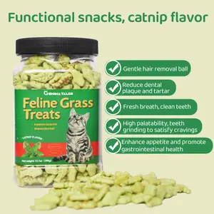 CHROMATALES Dental & Hairball Control Cat Biscuits Natural Catnip Infused Anxiety Calming Training Treats Vitamin Supplement 12.3 OZ Cat Snacks Remedy Chews