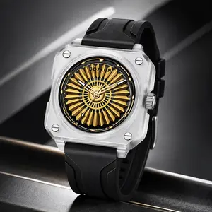 BOZLUN unisex quartz watch features a square frosted translucent case paired with a rotatable dial, and comes with a silicone strap for lightweight comfort. it is 3ATM water-resistant and splash-proof, making it a unique and artistic daily casual watch