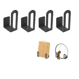 Under Cabinet Cutting Board Holder, No Drill Cutting Board Organizer Pot Lid Rack, Baking Sheet Organizer, Sturdy Storage Rack with Adhesive Mount, Stainless Steel Space Saver