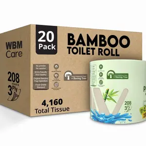 WBM Bamboo Toilet Paper, 3-Ply, Tree-Free, 20 Rolls, 4160 Sheets
