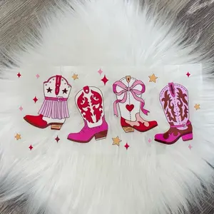 Pink Boots- UVDTF Wrap 16oz Cup Wrap Decorative Stickers Waterproof Glass