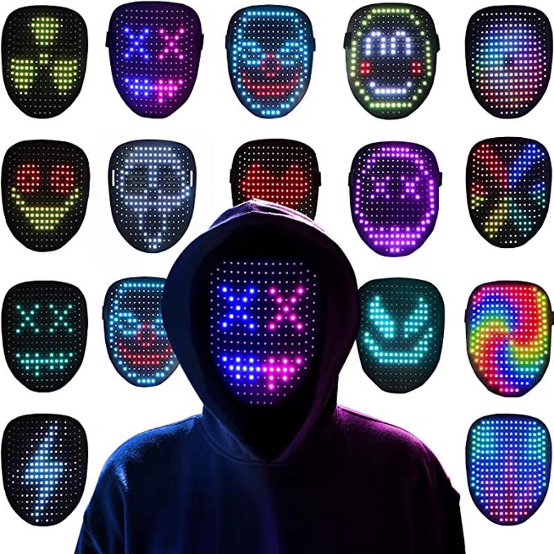 DKD Led Mask with Gesture Sensing,Light up mask for Kids/Men/Women LED Halloween Mask for Costume Cosplay Party