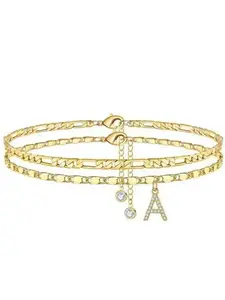 Personalized Letter Anklet for Women, Stainless Steel Initial Design Foot Jewelry All-Match Gift