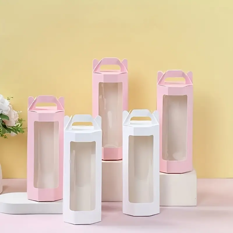 10pcs octagonal transparent display gift box with transparent window, beautifully foldable flower packaging