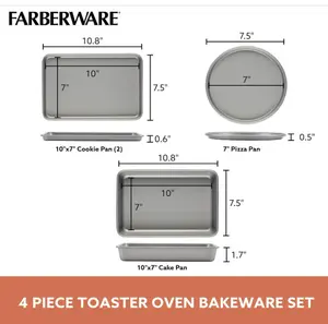Bakeware Steel Nonstick Toaster Oven Pan Set, 4-Piece Baking Set, Gray Baked Cake Stainless Kitchen Thick Tin