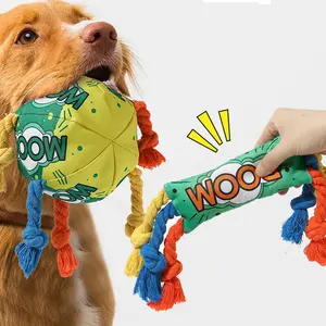 Pet Dog Toy Rainbow Knot Cotton Rope Toy Dog Chew Durable Sound Toy Pet Supplies