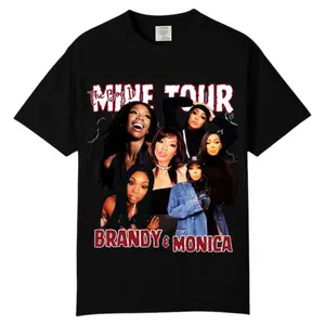 Brandy and Monica Tour Fan T shirt   The Boy Is Mine Concert Tee  R B Legends Graphic T Shirt Unisex Short Sleeve Tee  Cotton Unisex Graphic T Shirt