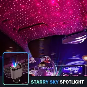 【Starlight Roof 4-in-1 Car Charger】Fast 100W Double Type-C Adapter with Built-in Projector, Lightning Cable & Dual Ports, Compatible with iPhone 15/14/13 ProMax, iPad, AirPods, Samsung Galaxy S23/S22