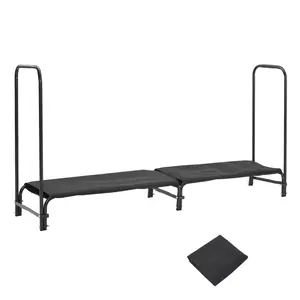 8 ft Firewood Rack Outdoor with Cover Large Steel Log Holder for Patio/Backyard, Weatherproof Wood Storage with Ventilated Design, Easy Assembly No Tools Needed