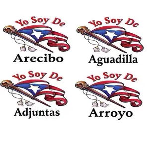 Estickers con los Pueblos de Puerto Rico.  Puerto Rico car stickers with towns  5"x2.5"