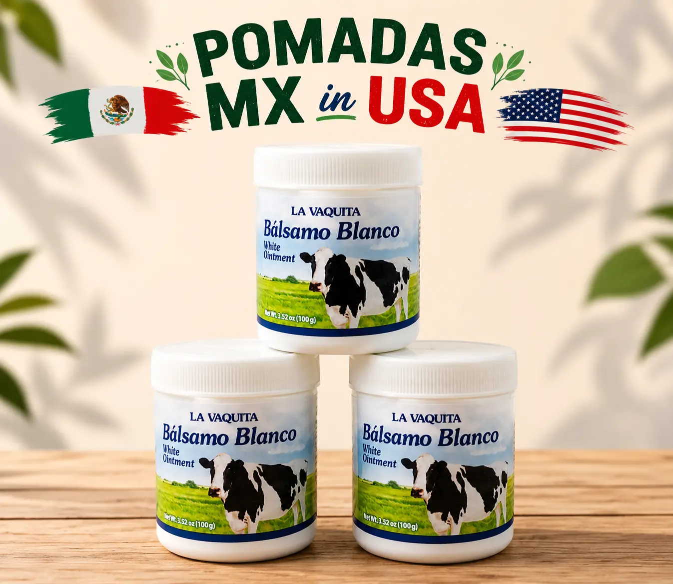 3- BALSAM White Ointment 3.52 oz. BALSAMO BLANCO La Vaquita Alcanfor Mentol