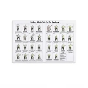 Tai Chi Chair Workout Chart Poster Print Seated Exercises for Beginners and Seniors Canvas Wall Art Living Room Bedroom Home Gym Decor