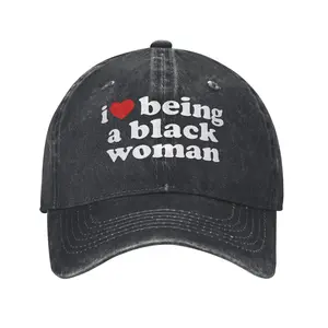 I Love Being A Black Woman Graphic Washed Cotton Baseball Cap, Cute Fashion Outfit, Comfort Adjustable Dad Hat, Black History Month Gift, Valentine Birthday Gift, Perfect Gift for Her Lover Family Friends, Street Hat