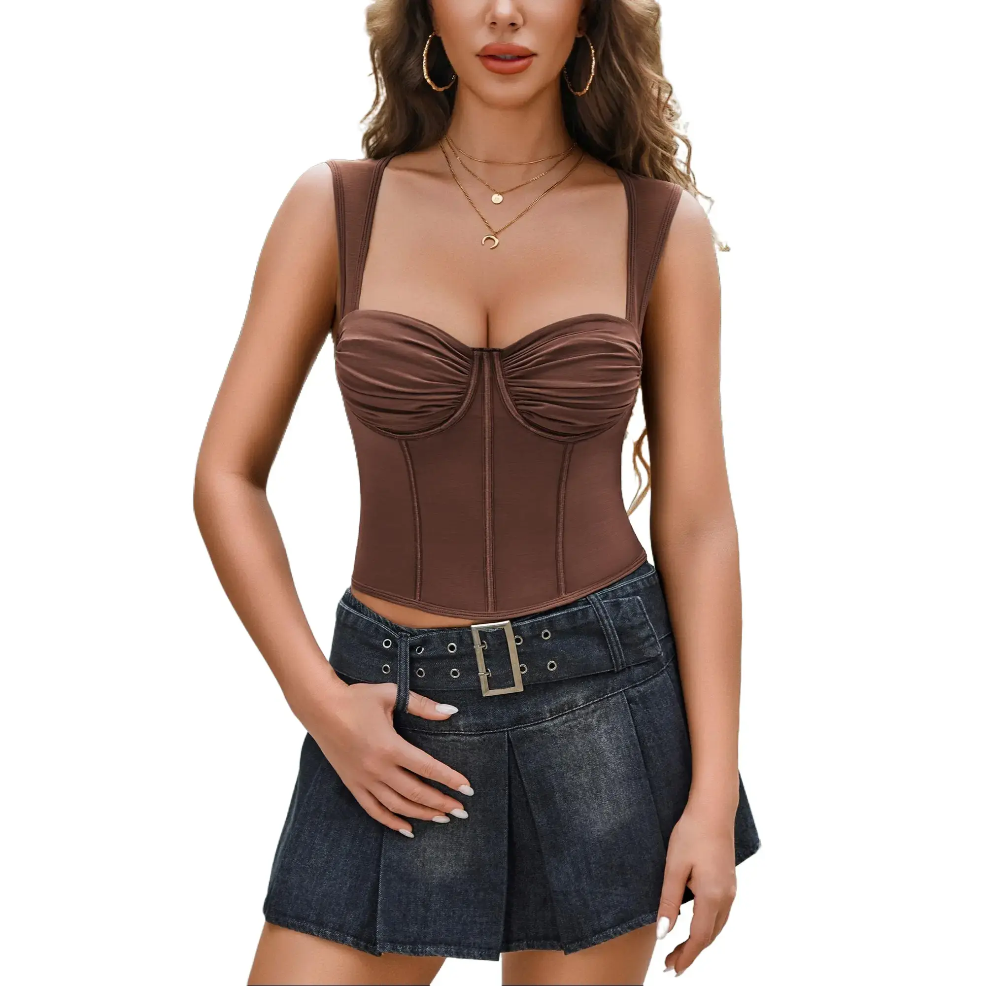 Avidlove Women Corset Crop Top Back Tie Shoulder Strap Halter Tank