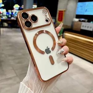 Magnetic Case for iPhone 17 Pro Max 17 Air 17 Pro 16 15 14 13 Case Clear Compatible with MagSafe Built-in Camera Lens Protector Soft Slim Shockproof Phone Case Cover