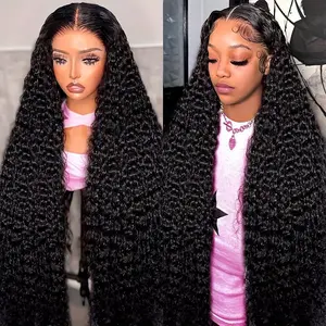 Curly Human Hair Wigs 13x6 HD Transparent Lace Frontal Wig Human Hair For Women Pre Plucked With Natural Hairline 180% Density