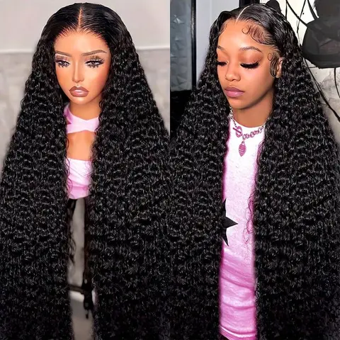 Curly Human Hair Wigs 13x6 HD Transparent Lace Frontal Wig Human Hair For Women Pre Plucked With Natural Hairline 180% Density