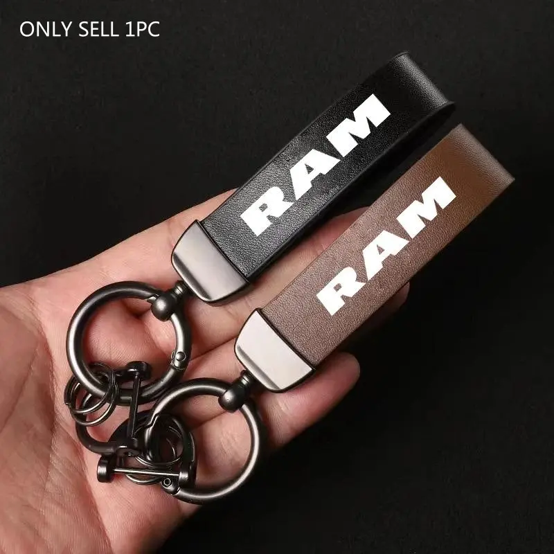 Genuine Leather Car Logo Keychain Motorcycle Key Chain Ring For Dodge SRT Ram Journey Charger Challenger Caliber Durang Auto Accessories Keychain Lanyard Key Chain For Car Keys