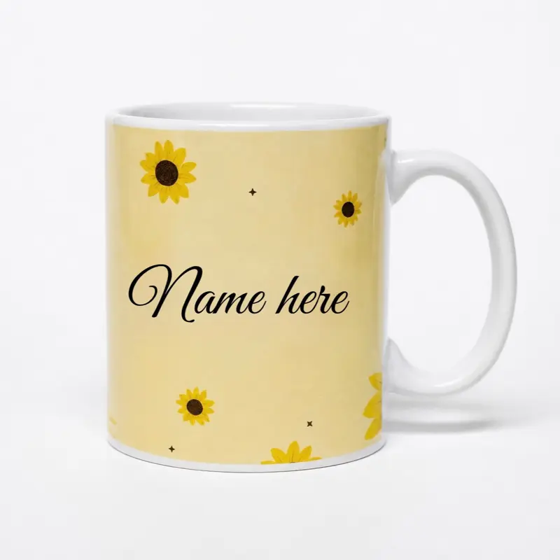 Custom Flower & Name Ceramic Coffee Mug - Personalized Drinkware Gift with Name & Meaning, Unique Kitchenware for Gifting Occasions