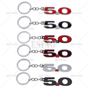 Car Styling 3D Metal Zinc Alloy Metal 5.0 Key Chain Keychain Key Ring for Ford Mustang Shelby V8 5.0 Twin Turbo