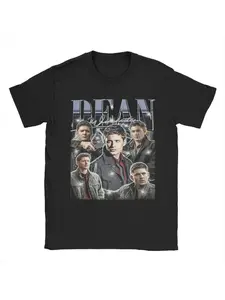 Male and female Dean Winchester supernatural T-shirt short sleeved top humorous round neck T-shirt sweat wicking and breathable summer