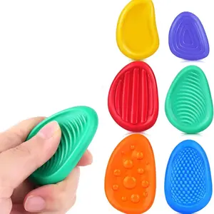 6 Counts Sensory Stones, Silicone Texture Stress Relief Rocks, Soft Portable Anxiety Relief Toys for Autism Adhd, Easter Basket Fillers, Sensory Grippie Set