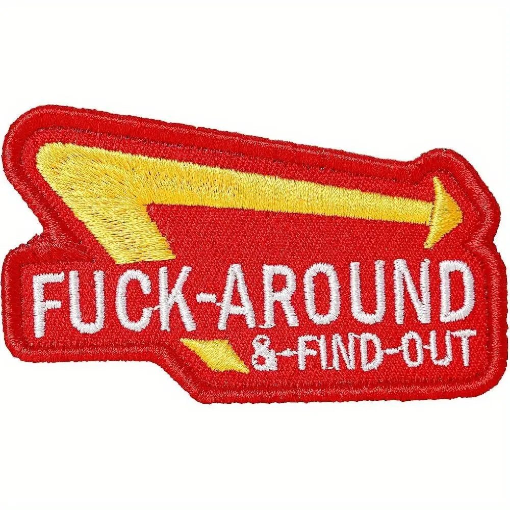 Embroidered Patch with Hook & Loop Backing, Funny Letter Pattern Patch for Backpacks, Vests, Jackets, Jeans, Hats, Helmets