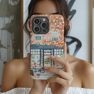 Charming Coquette Bookstore Phone Case, iPhone 17 16 15 14 13 12 11 Pro Max , Bookish Merch Watercolor Girly Book Lover Reader Gift