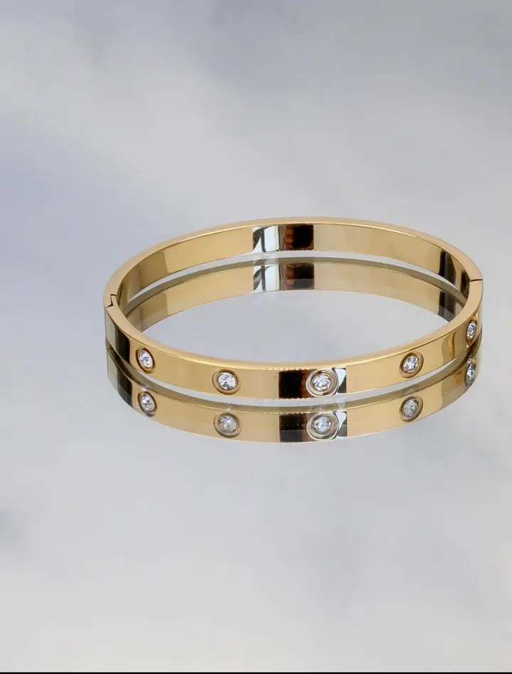 Gold Studded Bangle Bracelet