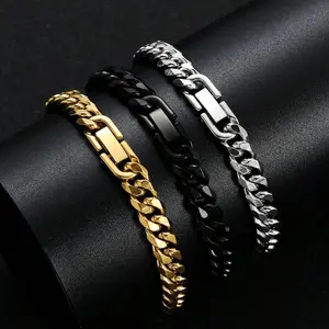 Non-fading popular titanium steel bracelet with jewelry clasp, polished chain, encrypted chain, stainless steel Cuban chain, bold and versatile