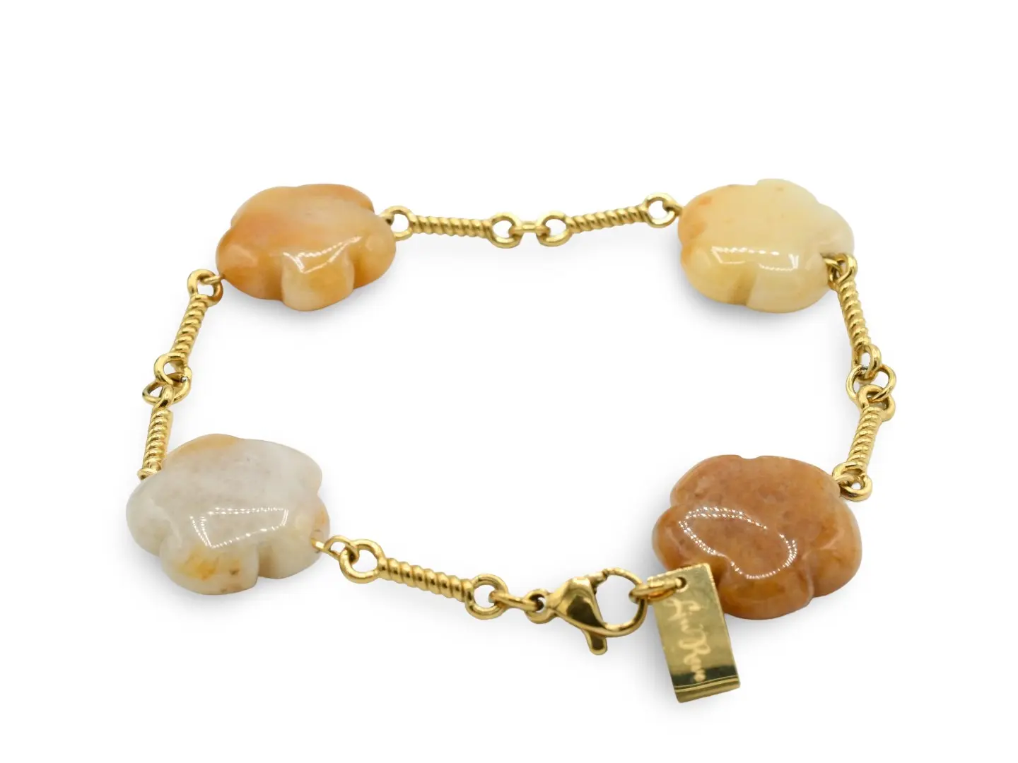 Natural Flower Stone Tan Bracelet - Elegant Design